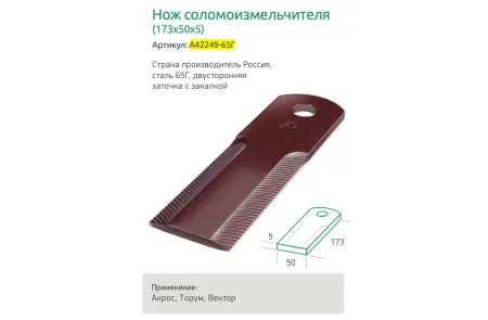 А42249-65Г Нож барабана измельчителя (сталь 65Г)